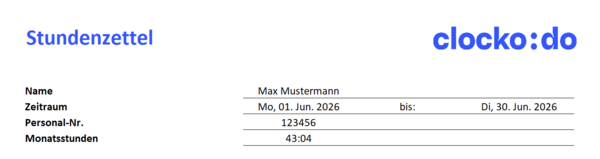 Stundenzettel 2026
